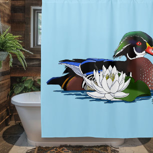 Wood Duck Water Lily Shower Curtain