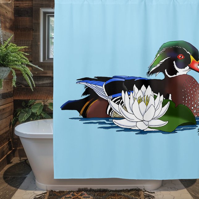 Wood Duck Water Lily Shower Curtain (Creator Uploaded)