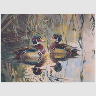 Wood Ducks on the Pond Artwork Decoupage Tissue Paper