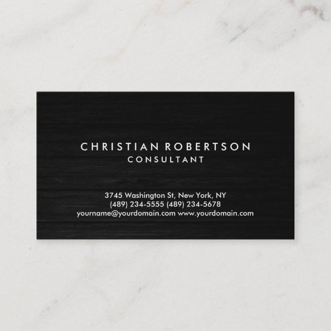 Wood Effect Grey Modern Consultant Business Card (Front)