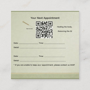 Wood Element Acupuncture appointment card