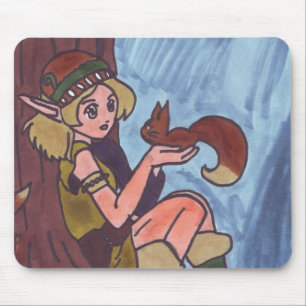Wood Elf With Squirrel Mouse Pad