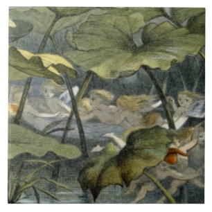 Wood Elves at Play, illustration from 'In Fairylan Ceramic Tile