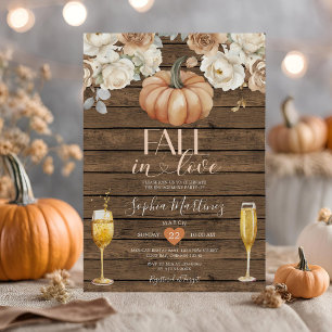 Wood Fall In Love Floral Wine Engagement Party Invitation