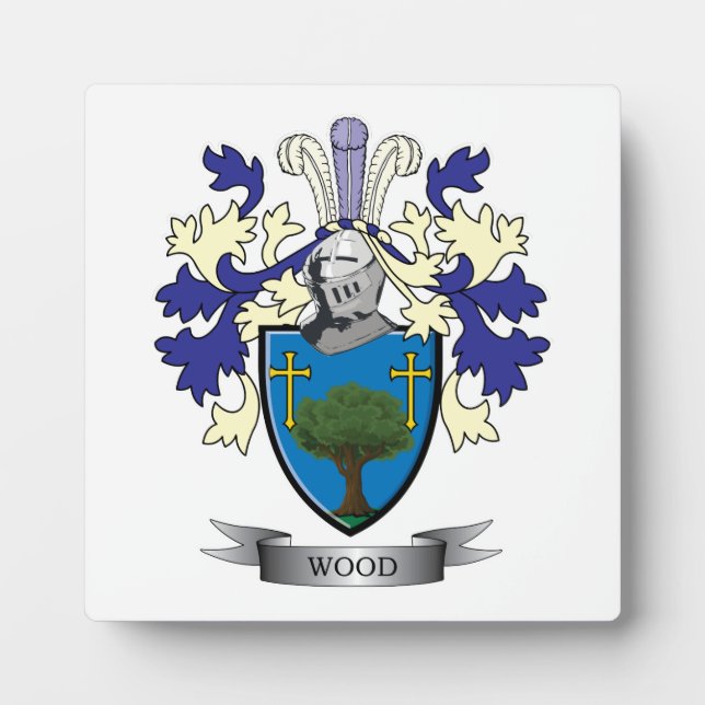 Wood Family Crest Coat of Arms Plaque (Front)
