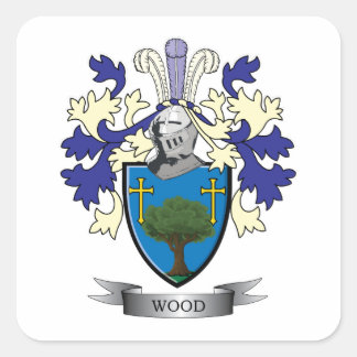 Wood Family Crest Coat of Arms Square Sticker