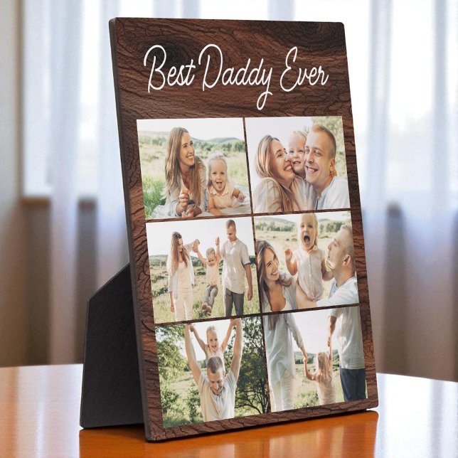 Wood Father's Day 6 Photo Collage Best Daddy Ever  Plaque (Creator Uploaded)