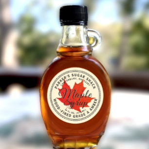Wood-fired Maple Syrup Label Autumn Maple Leaf