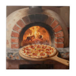 Wood-Fired Pepperoni Pizza Rustic Italian  Ceramic Tile<br><div class="desc">The irresistible aroma of a perfectly blistered wood-fired pizza straight from a traditional brick oven. This warm, painterly scene captures a golden, bubbly pepperoni pizza fresh from the flames, surrounded by glowing embers and rustic terracotta. Mouthwatering, cozy, and full of authentic Italian soul a true love letter to pizza passion....</div>