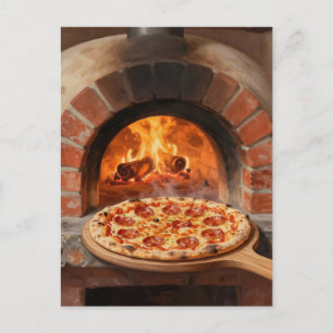 Wood-Fired Pepperoni Pizza Rustic Italian  Postcard