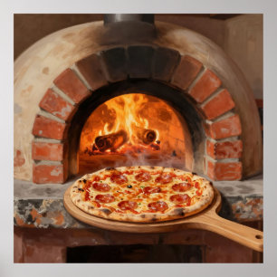 Wood-Fired Pepperoni Pizza Rustic Italian  Poster
