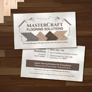 Wood Flooring Contractor Herringbone Parquet Business Card