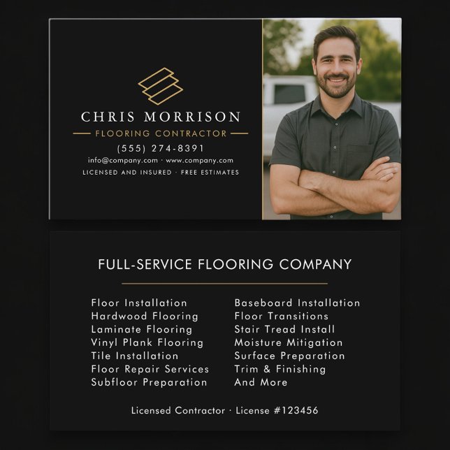 Wood Flooring Contractor Photo  Business Card (Creator Uploaded)