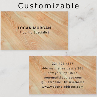 Wood Flooring Services Modern Professional Business Card