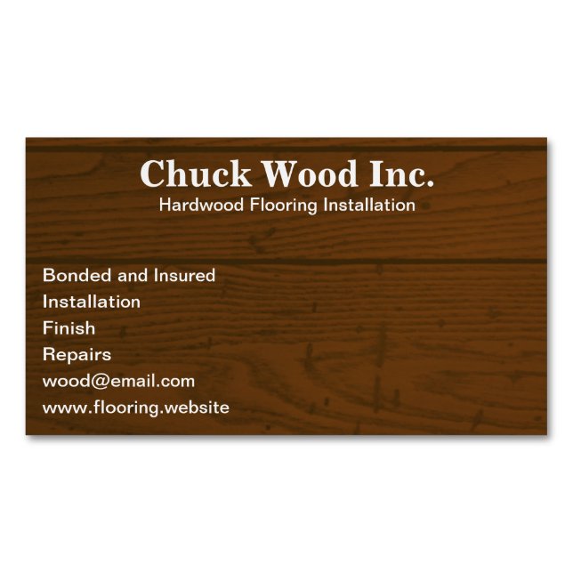 Wood Floors | Faux Wood Magnetic Business Card (Front)