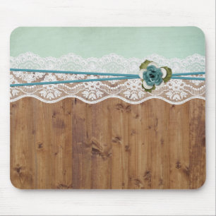 Wood Floral Lace Elegant Mouse Pad