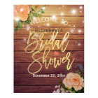 Wood Floral String Lights Bridal Shower Welcome
