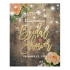 Wood Floral String Lights Bridal Shower Welcome