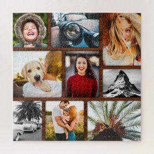 Wood Frame 9 Photo Collage Jigsaw Puzzle