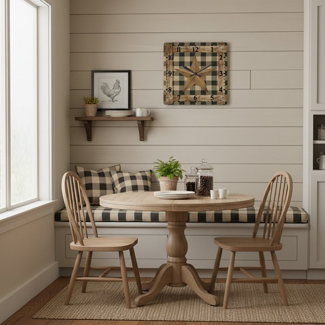 Wood frame and star square wall clock (Creator Uploaded)