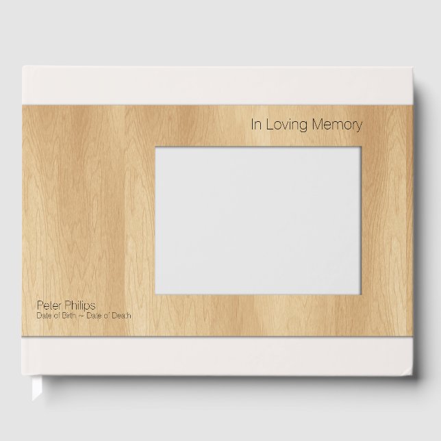 Wood Frame Template Funeral Guest Book Add Image (Front)