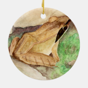 Wood Frog Watercolor Ceramic Ornament