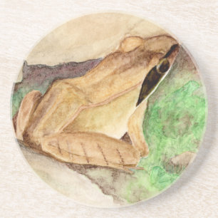 Wood Frog Watercolor Coaster