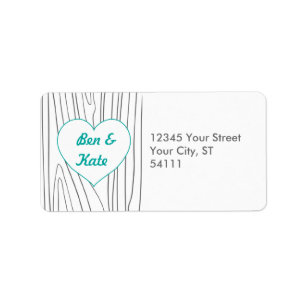 Wood Grain Address Labels - Teal and Grey