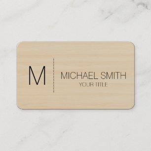 Wood Grain Background Monogram Business Card