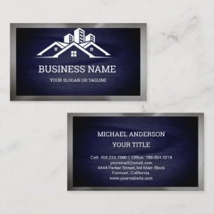 Wood Grain Black House Roofing Construction Roofer Business Card