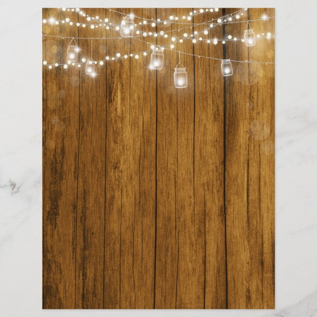 Wood Grain Bokeh & Lights Scrapbook Paper (Front)