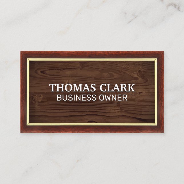 Wood Grain | Brown Vintage Frame Business Card (Front)