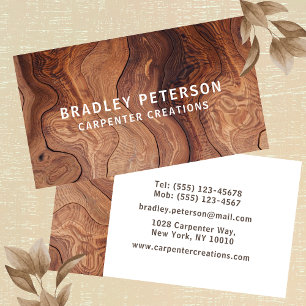 Wood Grain Carpentry Construction Branding Business Card