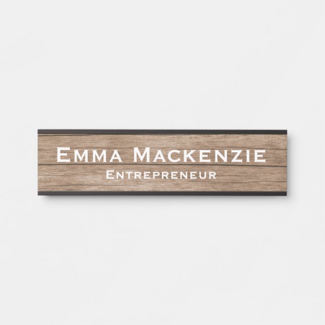 Wood Grain Customizeable Office Door Sign (Front)