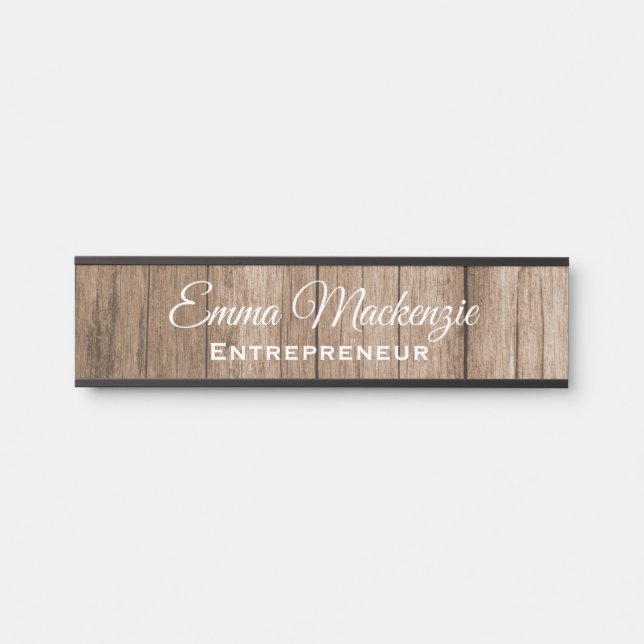 Wood Grain Customizeable Office Door Sign (Front)