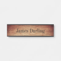 Wood Grain Effect Desk Hanging Wall Nameplate