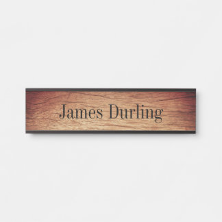 Wood Grain Effect Desk Hanging Wall Nameplate