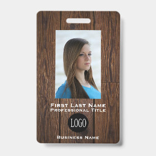 Wood Grain Employee Name Tags ID Badges Tag Badge