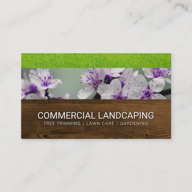 Wood Grain | Flowers | Gardening | Landscaping Business Card (Front)