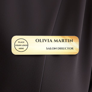 Wood-grain Gold-3 Magnetic Name Badge