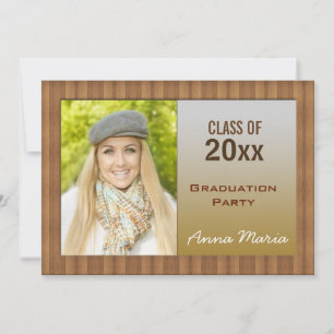 Wood Grain Graduation Party Photo Invitation