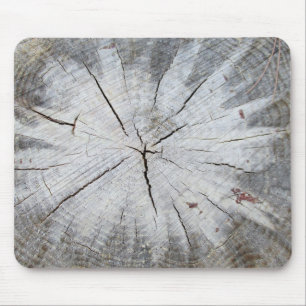 Wood Grain Grey Pine Tree Stump Photo Art 1 Mouse Pad