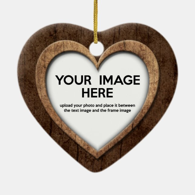 Wood Grain Heart (Personalise Before Purchase) Ceramic Tree Decoration (Back)