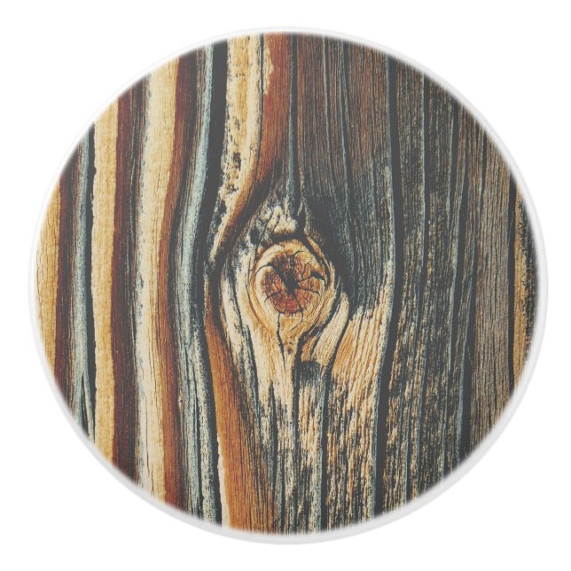 Wood Grain Knot Texture Ceramic Knob (Front)