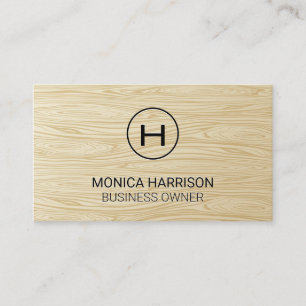 Wood Grain   Monogram Business Card