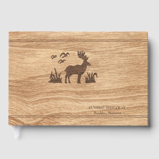 Wood Grain Nature Silhouette ID346 Guest Book (Front)
