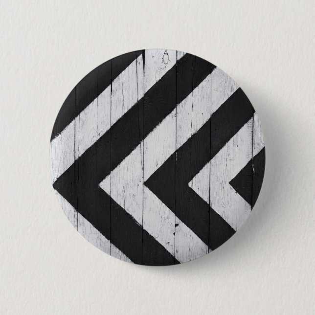 Wood Grain Painted Black and White 6 Cm Round Badge (Front)