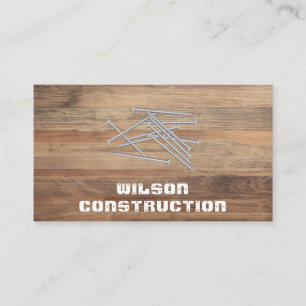 Wood Grain Panels Pile of Nails Business Card