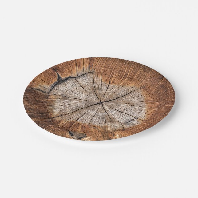 Wood Grain Paper Plate (Angled)