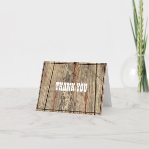 WOOD GRAIN PATTERN PHOTO PLAYBILL THANK YOU CARD